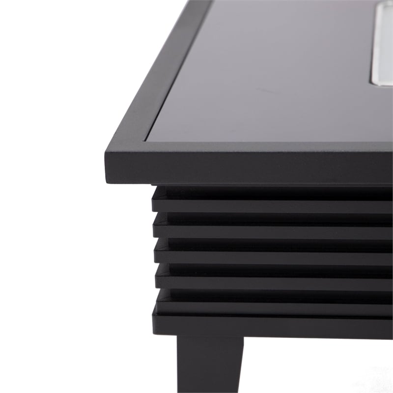 Leisuremod Walbrooke Square Patio Fire Pit Table with Aluminum Slats Frame Black