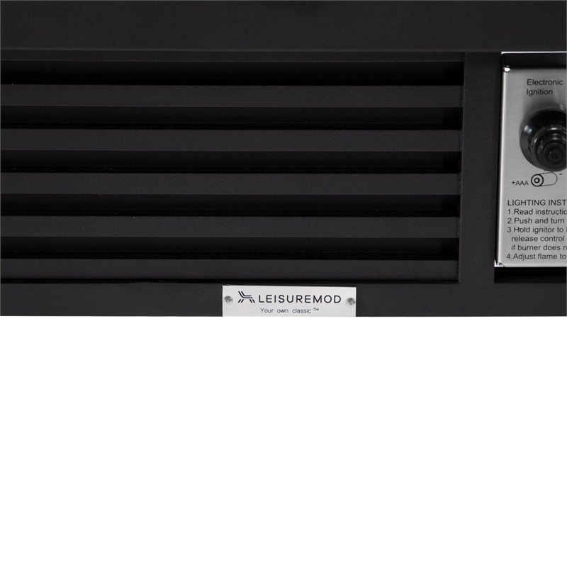 Leisuremod Walbrooke Square Patio Fire Pit Table with Aluminum Slats Frame Black