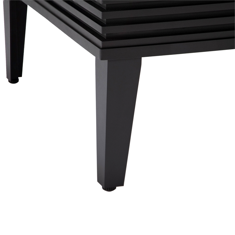 Leisuremod Walbrooke Square Patio Fire Pit Table with Aluminum Slats Frame Black