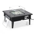Leisuremod Walbrooke Square Patio Fire Pit Table with Aluminum Slats Frame Black