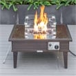Leisuremod Walbrooke Square Patio Fire Pit Table with Aluminum Slats Frame Brown