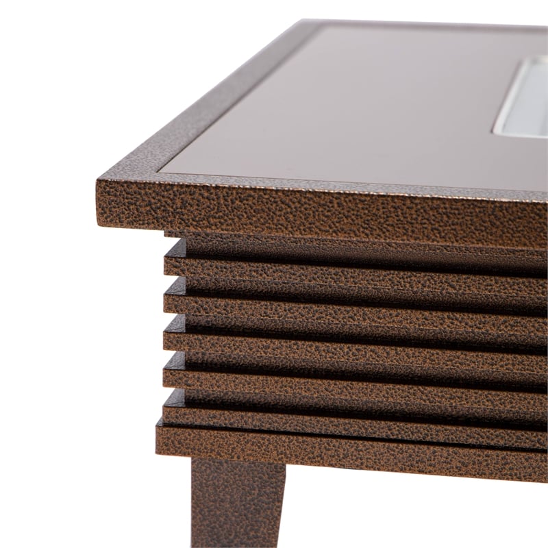 Leisuremod Walbrooke Square Patio Fire Pit Table with Aluminum Slats Frame Brown