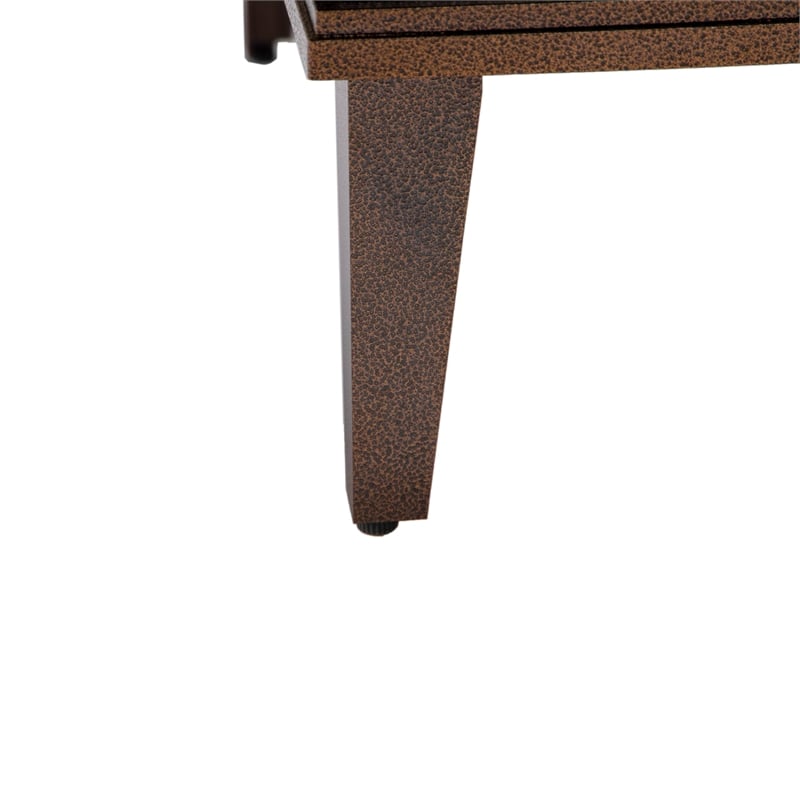 Leisuremod Walbrooke Square Patio Fire Pit Table with Aluminum Slats Frame Brown