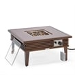 Leisuremod Walbrooke Square Patio Fire Pit Table with Aluminum Slats Frame Brown