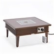 Leisuremod Walbrooke Square Patio Fire Pit Table with Aluminum Slats Frame Brown