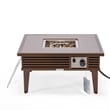 Leisuremod Walbrooke Square Patio Fire Pit Table with Aluminum Slats Frame Brown