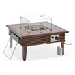 Leisuremod Walbrooke Square Patio Fire Pit Table with Aluminum Slats Frame Brown
