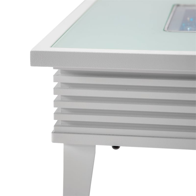 Leisuremod Walbrooke Square Patio Fire Pit Table with Aluminum Slats Frame White