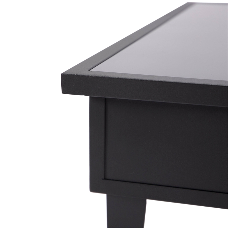 Leisuremod Walbrooke Square Patio Fire Pit Table with Aluminum Frame Black