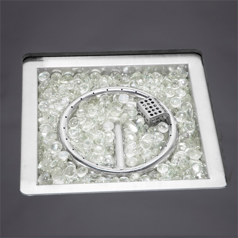 Leisuremod Walbrooke Square Patio Fire Pit Table with Aluminum Frame Black