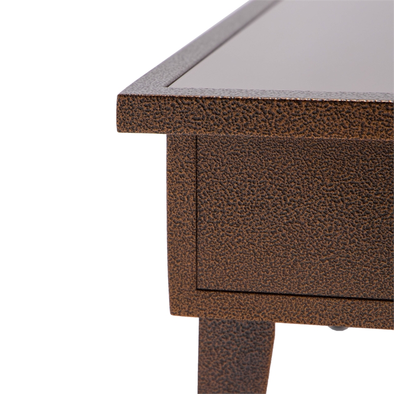Leisuremod Walbrooke Square Patio Fire Pit Table with Aluminum Frame Brown