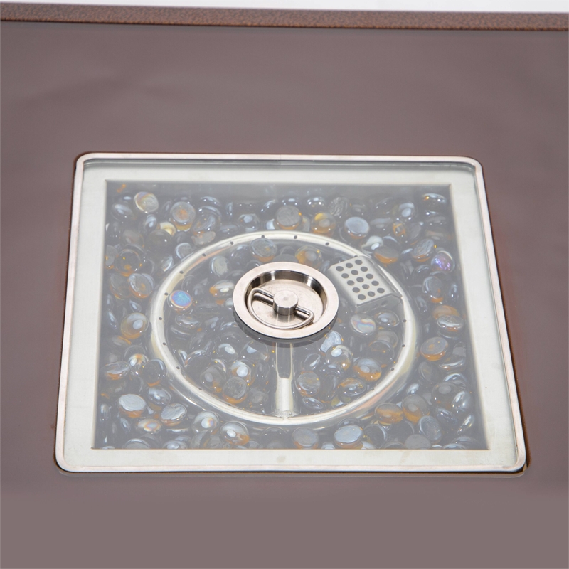 Leisuremod Walbrooke Square Patio Fire Pit Table with Aluminum Frame Brown