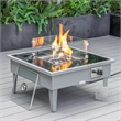 Leisuremod Walbrooke Square Patio Fire Pit Table with Aluminum Frame Gray