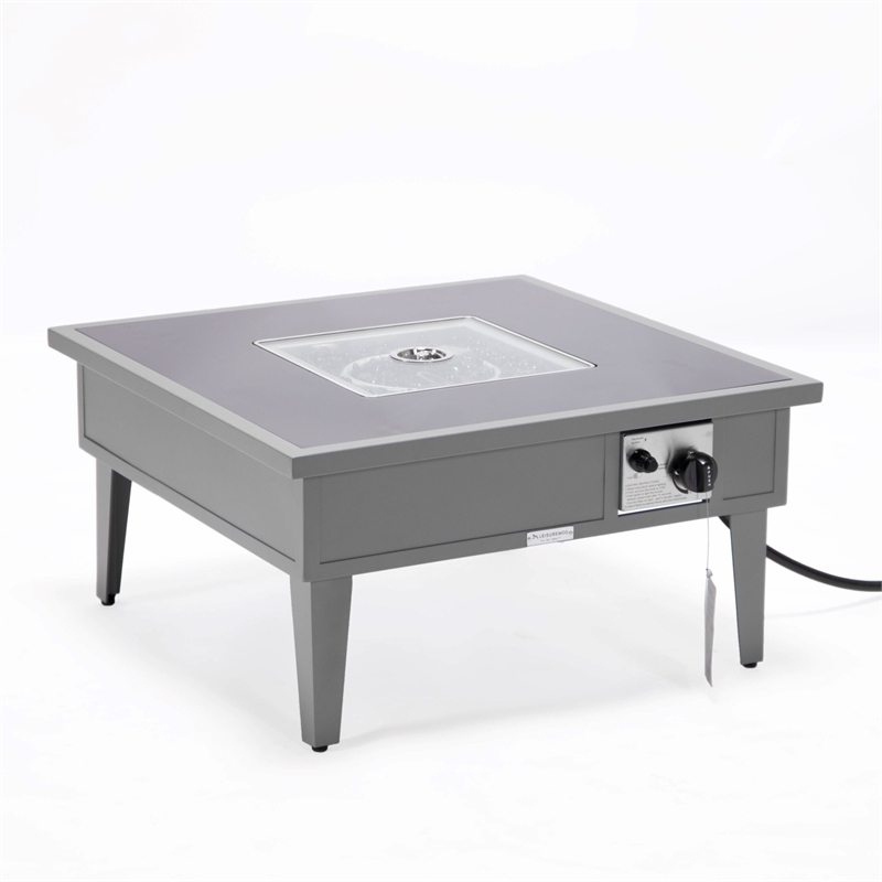 Leisuremod Walbrooke Square Patio Fire Pit Table with Aluminum Frame Gray