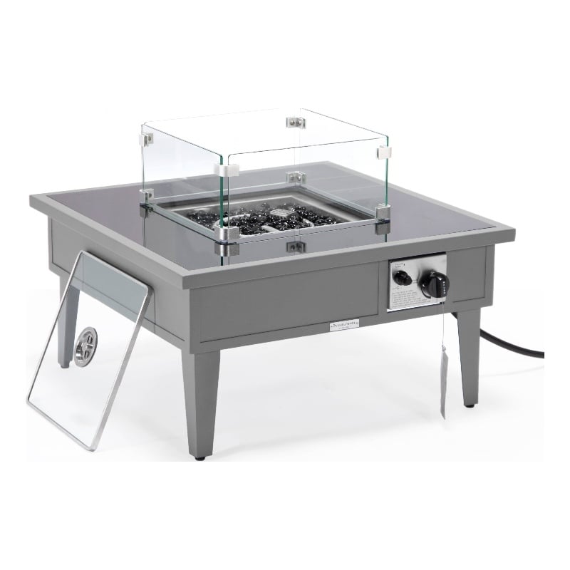 Leisuremod Walbrooke Square Patio Fire Pit Table with Aluminum Frame Gray