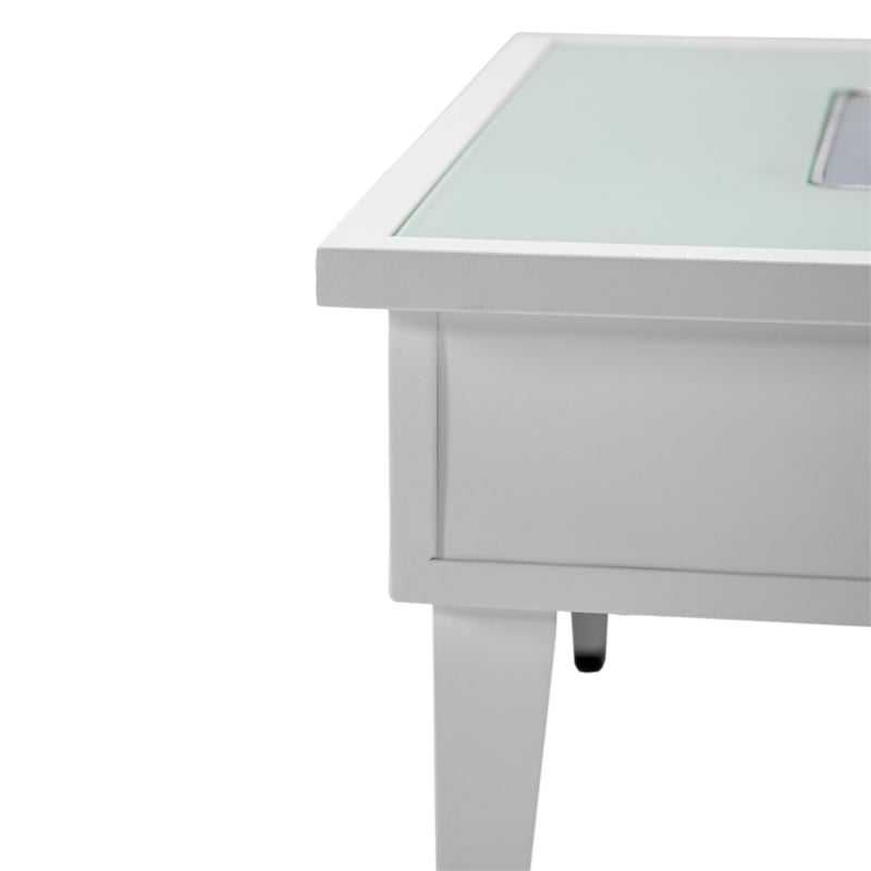 Leisuremod Walbrooke Square Patio Fire Pit Table with Aluminum Frame White