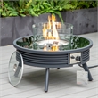 Leisuremod Walbrooke Round Patio Fire Pit Table with Aluminum Slats Frame Black