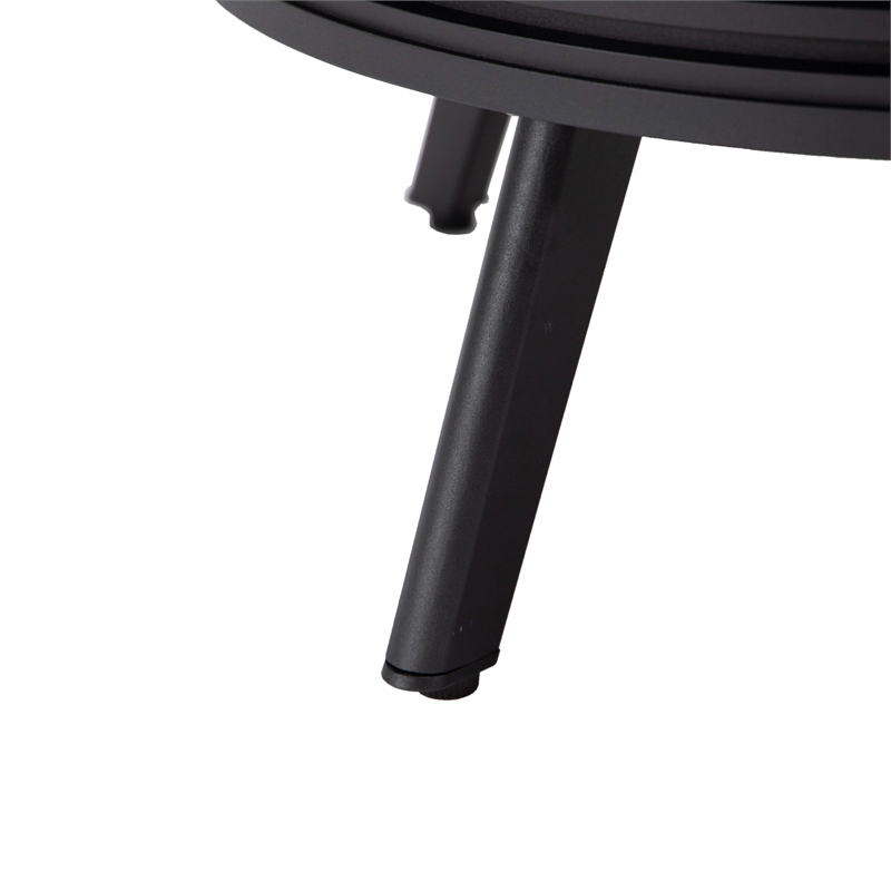 Leisuremod Walbrooke Round Patio Fire Pit Table with Aluminum Slats Frame Black