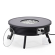 Leisuremod Walbrooke Round Patio Fire Pit Table with Aluminum Slats Frame Black