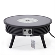 Leisuremod Walbrooke Round Patio Fire Pit Table with Aluminum Slats Frame Black