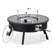 Leisuremod Walbrooke Round Patio Fire Pit Table with Aluminum Slats Frame Black