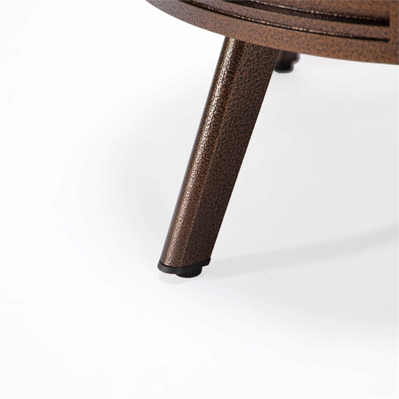Leisuremod Walbrooke Round Patio Fire Pit Table with Aluminum Slats Frame Brown