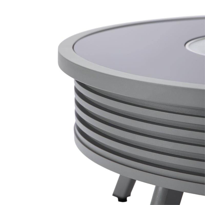 Leisuremod Walbrooke Round Patio Fire Pit Table with Aluminum Slats Frame Gray