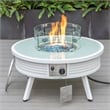 Leisuremod Walbrooke Round Patio Fire Pit Table with Aluminum Slats Frame White