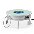 Leisuremod Walbrooke Round Patio Fire Pit Table with Aluminum Slats Frame White