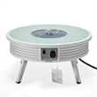 Leisuremod Walbrooke Round Patio Fire Pit Table with Aluminum Slats Frame White