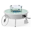 Leisuremod Walbrooke Round Patio Fire Pit Table with Aluminum Slats Frame White