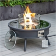 Leisuremod Walbrooke Round Patio Fire Pit Table with Aluminum Frame Black