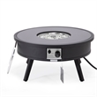 Leisuremod Walbrooke Round Patio Fire Pit Table with Aluminum Frame Black