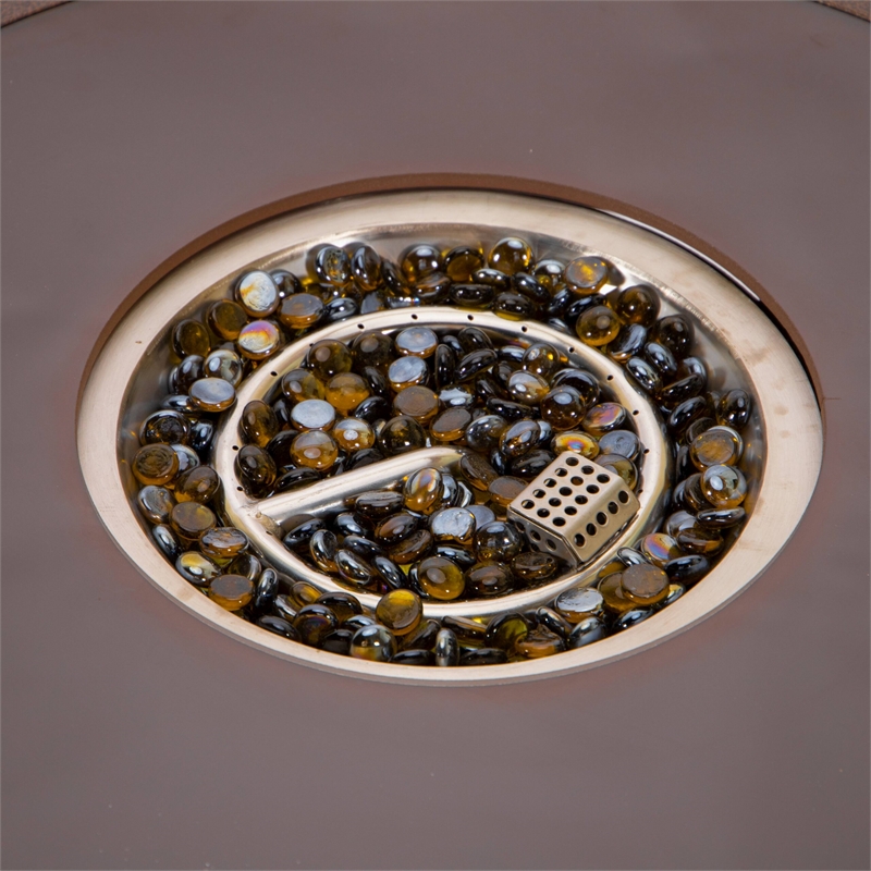Leisuremod Walbrooke Round Patio Fire Pit Table with Aluminum Frame Brown