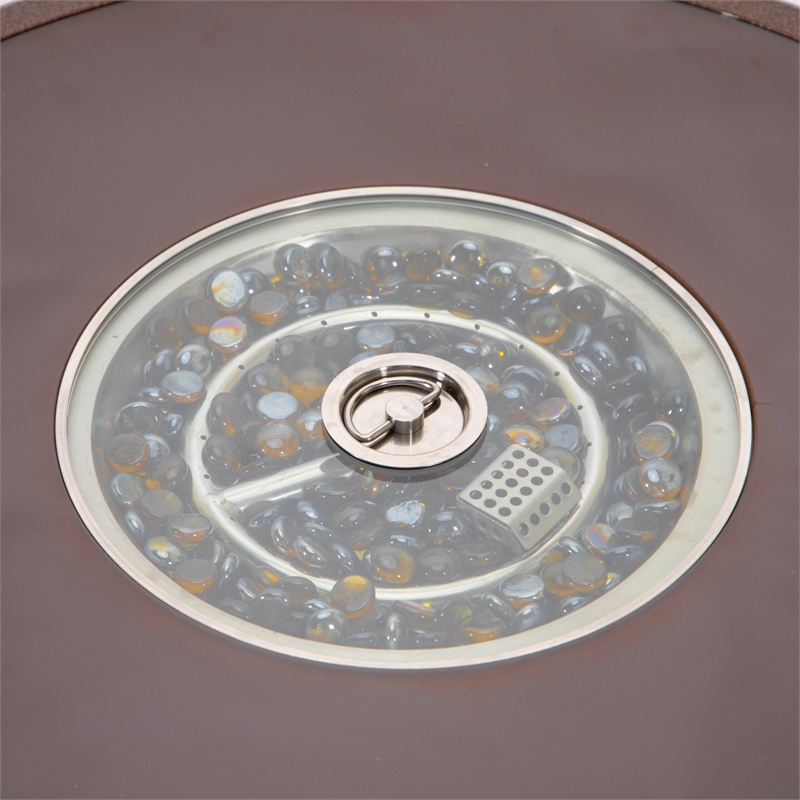 Leisuremod Walbrooke Round Patio Fire Pit Table with Aluminum Frame Brown