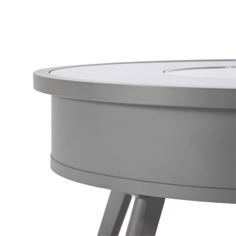 Leisuremod Walbrooke Round Patio Fire Pit Table with Aluminum Frame Gray