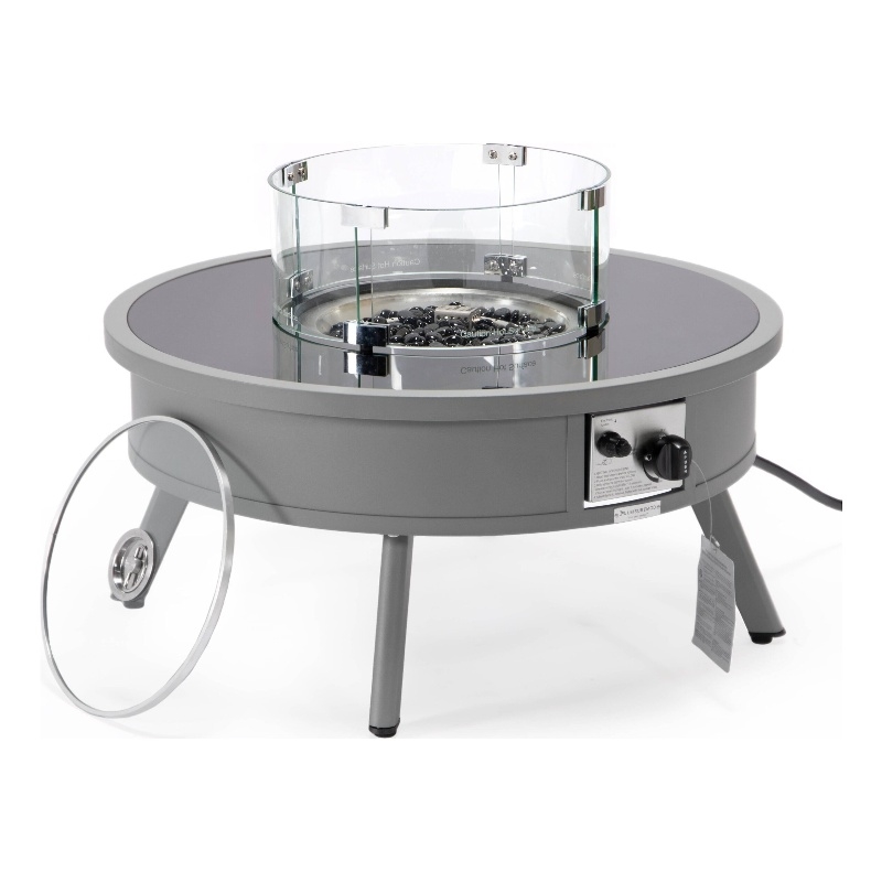 Leisuremod Walbrooke Round Patio Fire Pit Table with Aluminum Frame Gray