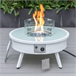 Leisuremod Walbrooke Round Patio Fire Pit Table with Aluminum Frame White