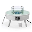 Leisuremod Walbrooke Round Patio Fire Pit Table with Aluminum Frame White