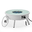 Leisuremod Walbrooke Round Patio Fire Pit Table with Aluminum Frame White
