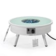 Leisuremod Walbrooke Round Patio Fire Pit Table with Aluminum Frame White