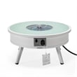 Leisuremod Walbrooke Round Patio Fire Pit Table with Aluminum Frame White