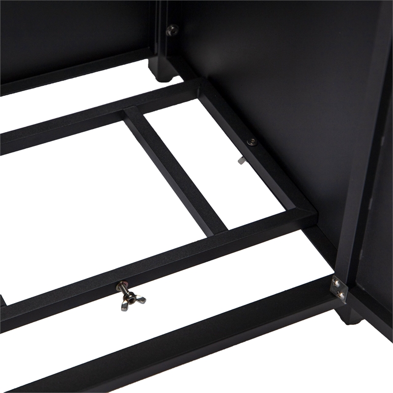 LeisureMod Walbrooke Square Patio Aluminum Fire Pit Table and Tank Holder Black