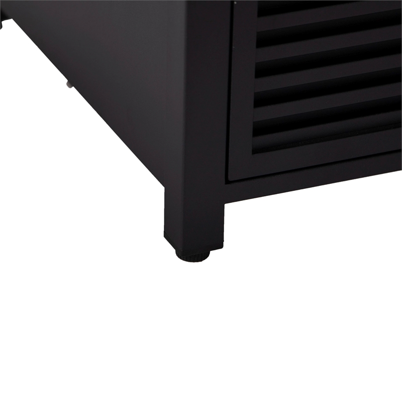 LeisureMod Walbrooke Square Patio Aluminum Fire Pit Table and Tank Holder Black