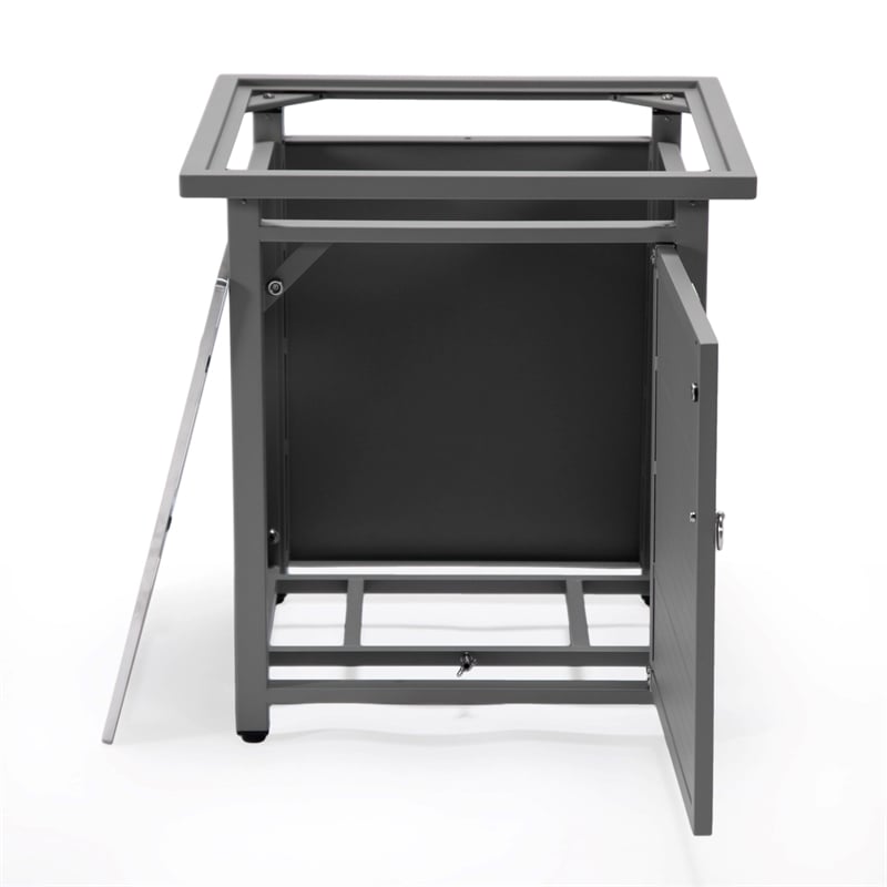 LeisureMod Walbrooke Square Patio Aluminum Fire Pit Table and Tank Holder Gray