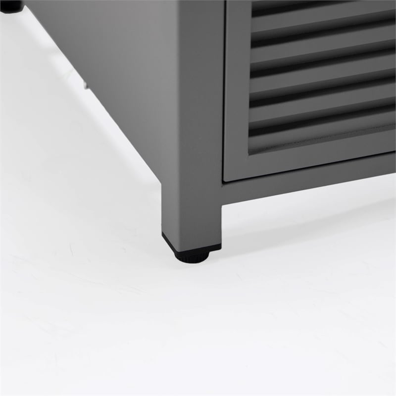 LeisureMod Walbrooke Square Patio Aluminum Fire Pit Table and Tank Holder Gray