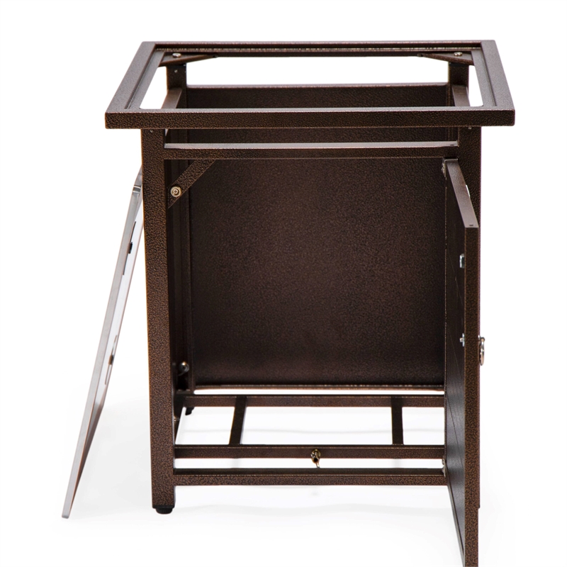 LeisureMod Walbrooke Square Patio Aluminum Fire Pit Table and Tank Holder Brown