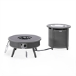 LeisureMod Walbrooke Round Patio Aluminum Fire Pit Table and Tank Holder Gray