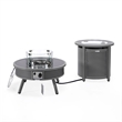 LeisureMod Walbrooke Round Patio Aluminum Fire Pit Table and Tank Holder Gray