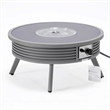 LeisureMod Walbrooke Round Patio Aluminum Fire Pit Table and Tank Holder Gray